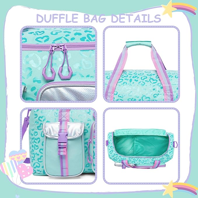 Kids Duffle Bag Girls Women Travel Bag Gifts Overnight Bags for Girls Women Dance Sleepover Bags for Kids with Shoes Compartment