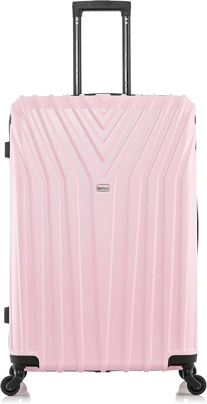 InUSA VASTY Luggage with Spinner Wheels | Durable Lightweight Hardside Suitcase, Travel Bag with Handle and Trolley, 28-Inch Large Checked Luggage | Pink