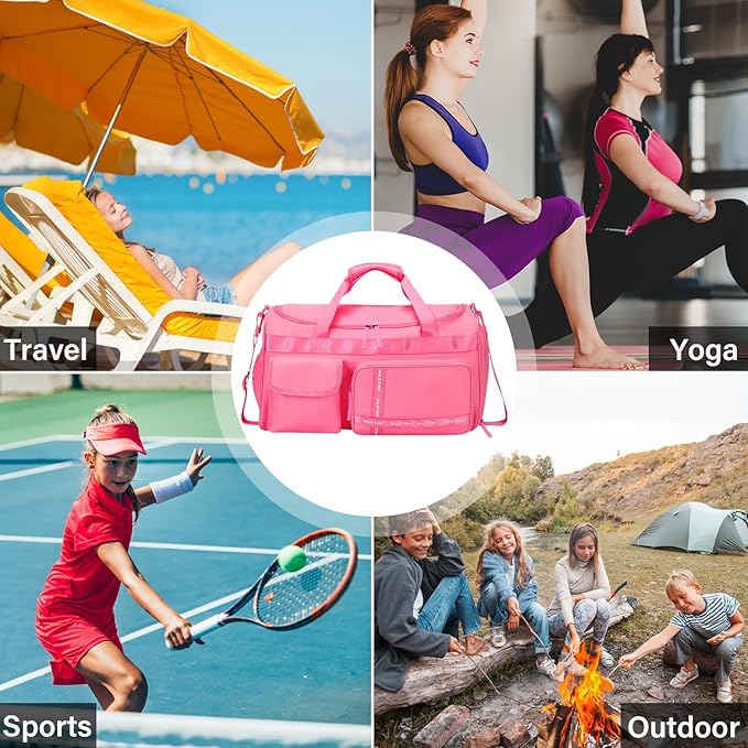 MAXTOP Gym Bag for Women Men Travel Duffle Bag Large Capacity Carry On Weekender Overnight Bag With Shoe Compartment Gym Tote Dry Wet Separation Duffel Bag for Travel