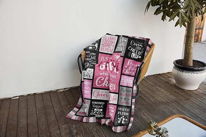 Cheerleader Gifts Women/Female, Unique Cheer Blanket for Girls on Birthday/Christmas, Best Cheerleading Gift Ideas, Cheer Competition Stuff Soft Blanket 60X50in