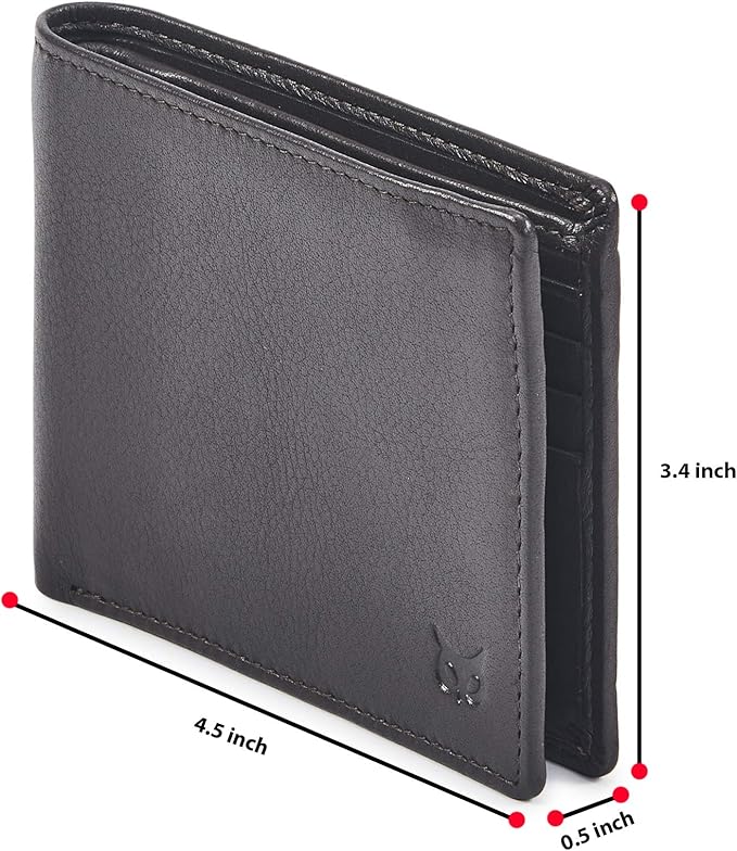 Real Leather Mens Bifold Wallet RFID Blocking Slim Minimalist Front Pocket - Thin & Stylish with ID Window in Gift Box (Nappa, Dark Chocolate)