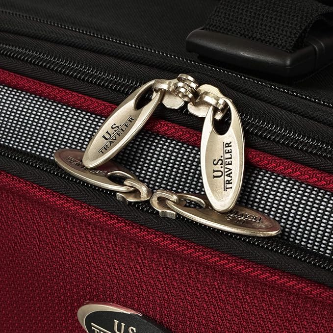 U.S. Traveler New Yorker Lightweight Expandable Rolling Luggage, Red/Gray, 4-Piece Set