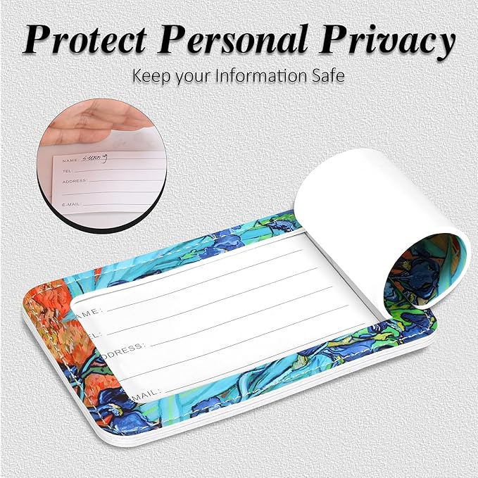 Luggage Tags for Suitcases, 2 Pack Cute PU Leather Luggage Tag TSA Approved with Stainless Steel Loop and Address Card Baggage Tag for Travel&Hotel Stays&Cruise Ships&Shipping and Mailing