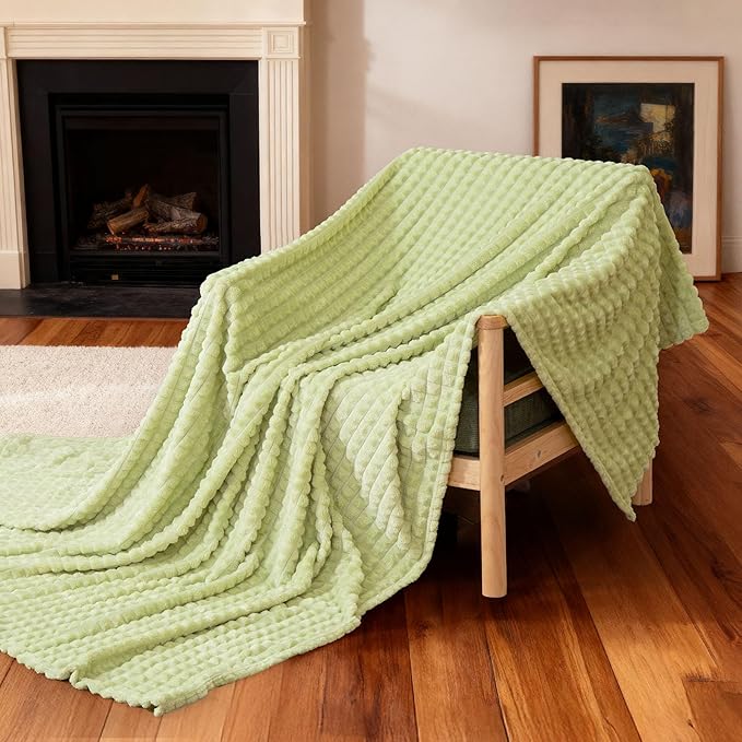 Ultra Soft Jacquard Sherpa Throw Blanket, Lightweight Yet Cozy, Versatile Couch and Travel Blanket, Checker Pattern, Multiple Sizes and Colors, Easy-Care and Durable,50x60 Inches