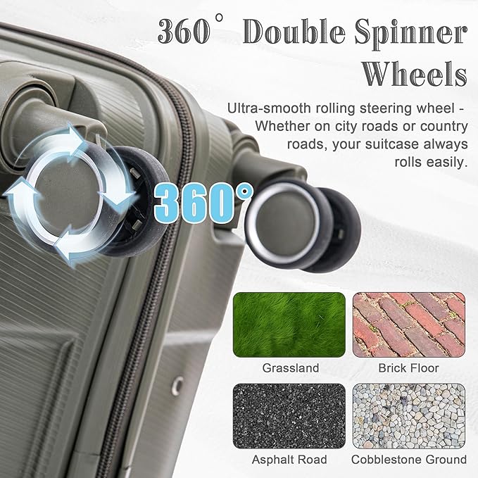 Hardside 4 Luggage Sets, Lightweight Wave Suit Case with Spinner Wheels