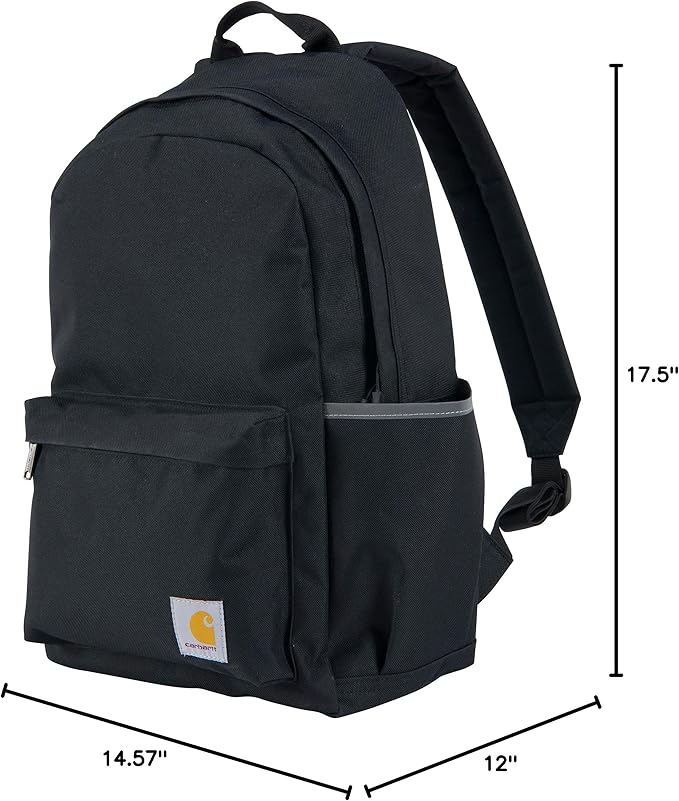 Carhartt 21L Classic Laptop Backpack, Water-Resistant Pack W/ 15" Laptop Sleeve and Organizational Compartments, Black