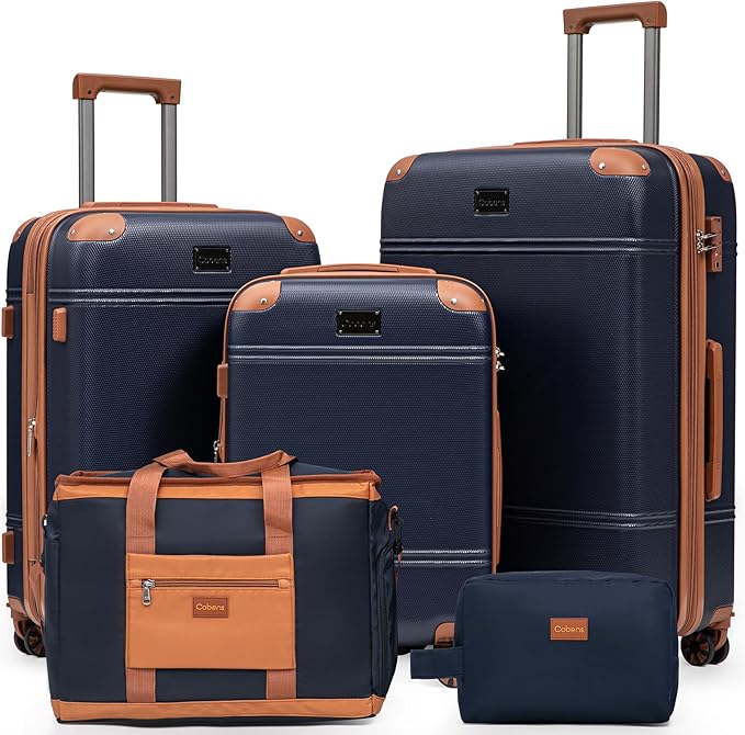Expandable Luggage Sets 5 Piece with Detachable Spinner Wheels and TSA Lock,ABS Hard Case Suitcases with Wheels,Carry On Luggage Set