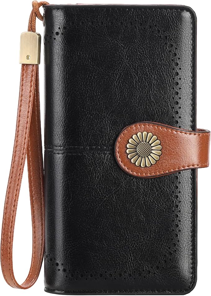 SENDEFN Wallets for Women Leather Credit Card Holder with RFID Blocking Large Capacity Wristlet | with RFID Blocking, Large Capacity, Wristlet, with RFID Blocking, Large Capacity, Wristlet