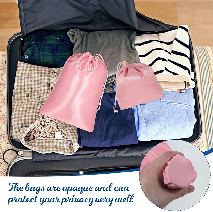 Toy Storage Bags, 6 Pcs Soft Velvet Drawstring Pouch Adjustable Microfiber Toy Organizer Bags Gift Bag Foldable Ditty Bag for Women Men Toys Underwear Sunglasses Cosmetic, 3 Sizes (Pink)