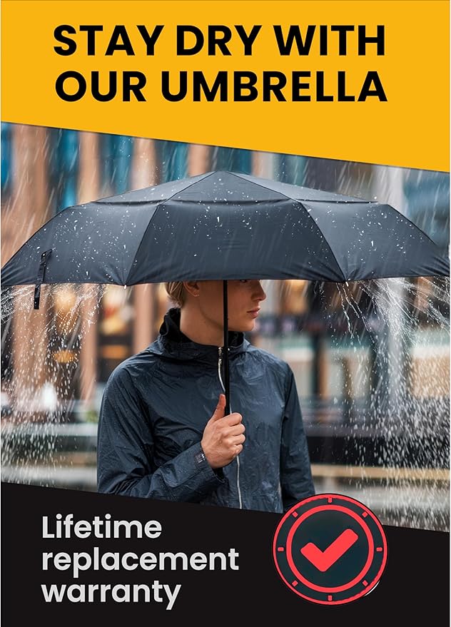 Raintrend Windproof Travel Umbrellas for Rain Automatic +10% Bigger Canopy Strong Frame Compact Folding Portable Umbrella for Women Men Backpack Purse