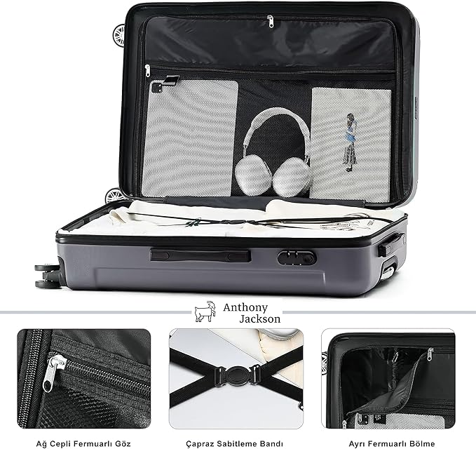 3 Piece ABS Luggage Set – Lightweight Suitcases with Spinner Wheels – 3 Different Sizes – TSA Lock – Hard Shell Travel Luggage for Men & Women
