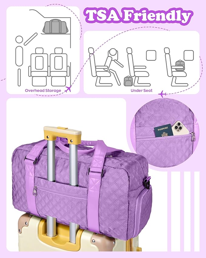 Initial Gym Bag for Girls, Kids Travel Duffel Bag, Graduation Gifts for Her, Personalized Weekender Bag with Shoes Compartment, Gifts for Mom, Girls Gifts for Kids