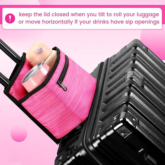 ZHCHG Luggage Travel Cup Holder Attachment for Suitcase Drink Carrier Caddy, Coffee Mug and Tumblers, Traveler Carry on Hands Free Accessory- Gifts for Flight Attendants Travelers Accessories