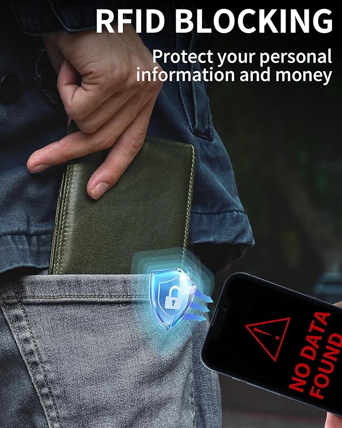 Artpaxy Mens Wallet Bifold Genuine Leather RFID Blocking Wallet for Men with 1 ID Windows 13 Card Holders 2 cash pockets 1 Gift Box