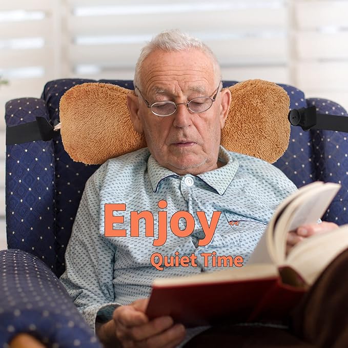 Head Recliner Pillow Adjustable Cotton Headrest Pillows for Recliner Chairs, Pain Relief Neck Support Pillow for Travel Home Sofa Armchair with Zipper Cover (Camel)