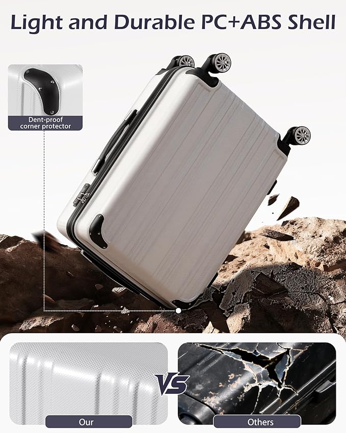 Coolife Luggage, Suitcase with Durable and Lightweight, Checked Luggage with PC+ABS Hardshell, Dual Spinner Wheels, TSA Lock, and YKK Zipper (wine wind new, M(24in))