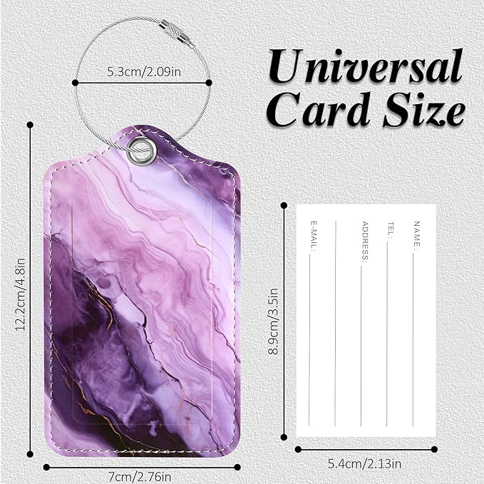 Luggage Tags for Suitcases, 2 Pack Cute PU Leather Luggage Tag TSA Approved with Stainless Steel Loop and Address Card Baggage Tag for Travel&Hotel Stays&Cruise Ships&Shipping and Mailing