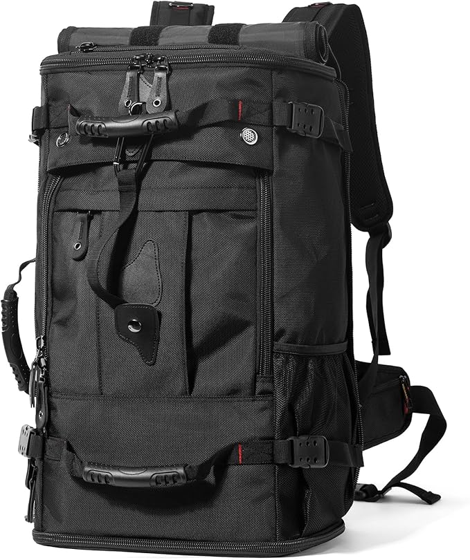 Large Capacity For Travel Hiking Sports Carry On Backpack Durable Convertible Duffle Bag Laptop airplane (Black, 60L-Large DualMainOpening)