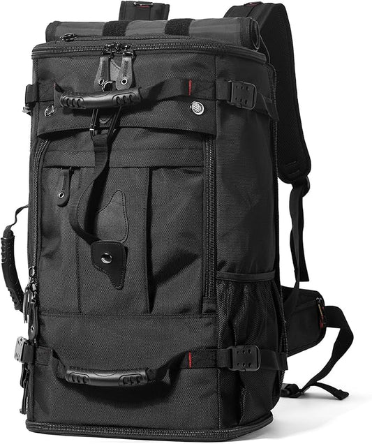 Large Capacity For Travel Hiking Sports Carry On Backpack Durable Convertible Duffle Bag Laptop airplane (Black, 60L-Large DualMainOpening)