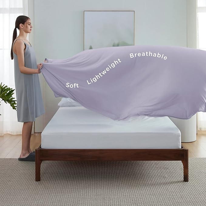 Bedsure Lavender Cooling Blanket Queen Size for Hot Sleepers - Summer Cold Blanket for Queen Size Bed with Rayon Derived from Bamboo, Ice Cool Cold Arc-Chill Thin Summer Bedding Essentials, 90x90
