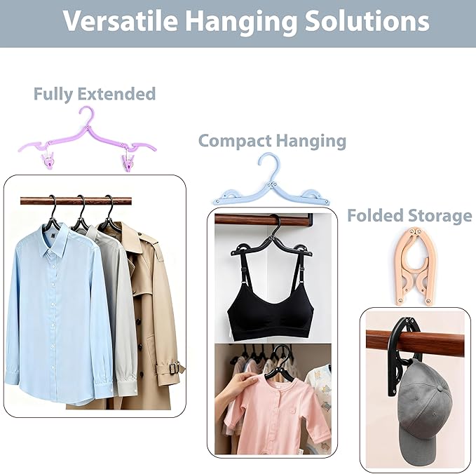 Travel Hangers, Cruise Ship Essentials Travel Essentials, Portable Cruises Must Haves 2025, Folding Hangers for Suitcase, RV Camping Airplane Europe Vacation Essential (20, Mixed)