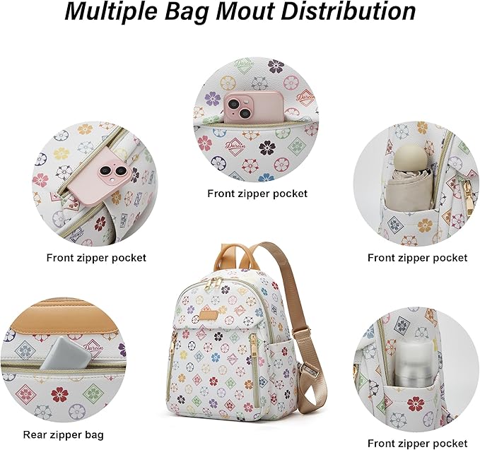 Makes Mini Backpack for Women, Stylish Daypack Purse Handbag Small Casual Daily Travel Bag, Lady Girls Gifts for Work School, 2pcs Sets