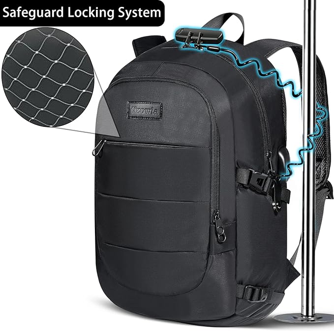 Tzowla 35 Liter Anti Theft Backpack with Giant Tumbler Holder Pocket and Lock,15.6 Inch Laptop Backpack