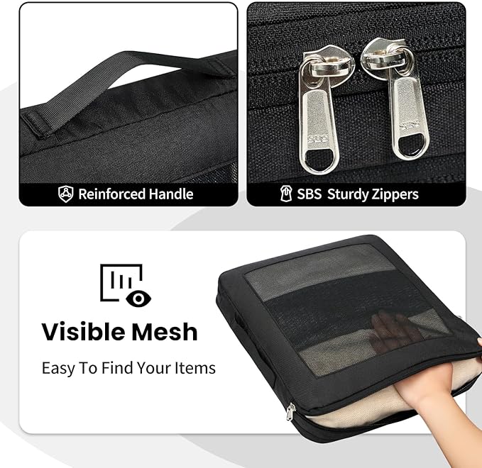 Compression Packing Cubes for Travel, Lightweight Vacation Travel Essentials, Travel Accessories for Suitcase Organizer Bags Set, Durable Luggage Organizer