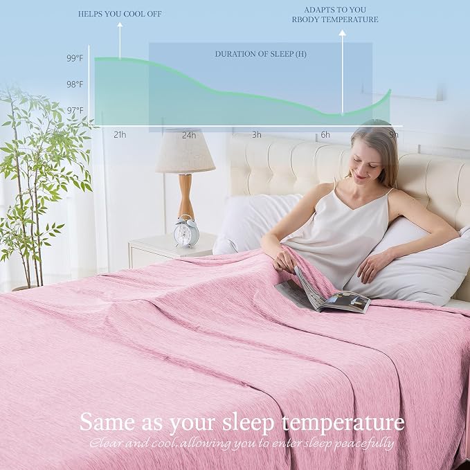Cooling Blanket Queen Size, 90"x90" Cooling Blankets for Hot Sleepers, Cold Blanket Thin Lightweight Breathable Soft for Couch Bed, Lightweight Blanket Keep Cool for Night Sweats