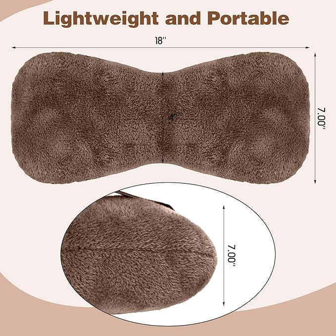 1 Pc Neck Pillow for Recliner Headrest Pillow Bone Shaped Chair Plush with Adjustable Strap Neck Support and Pain Relief Curve Head Cushion for Car Travel Airplane (Brown)