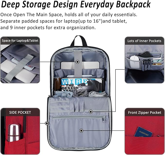 MAXTOP Deep Storage Laptop Backpack Business Anti-theft Backpacks[Water Resistant] College Computer Bookbag Fits 16 Inch Laptop