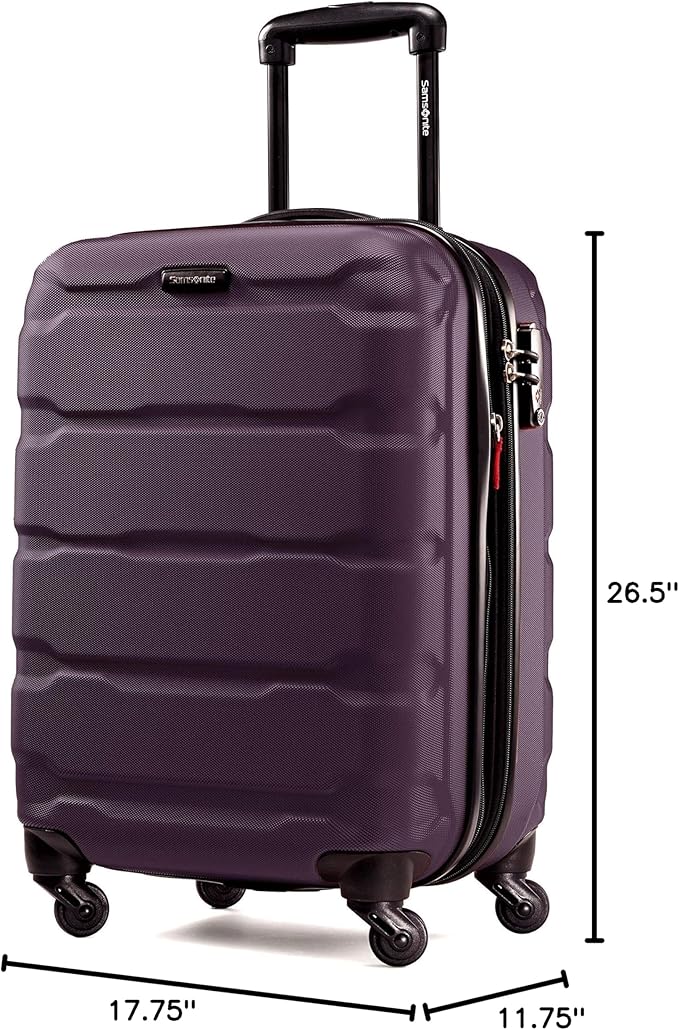 Samsonite Omni PC Hardside Expandable Luggage with Spinner Wheels, Purple, Checked-Medium 24-Inch