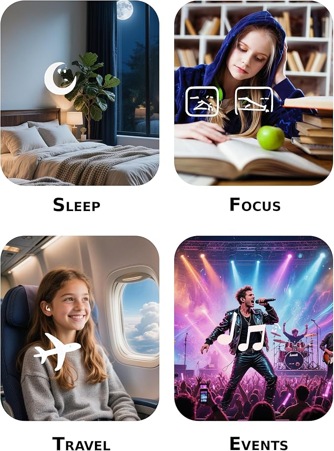 Afflatus Kids Ear Plugs for Sleeping and Small Ear Canls, Age 10-17, Comfort Earplugs for Small Ears, Sleep, Noise Reduction, Concerts, Reusable, Washable (Size S, Pairs*2)