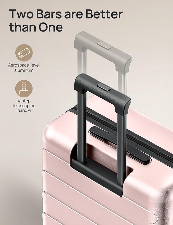 NINETYGO Large Checked Luggage 28 Inch, Checking In Luggage with Smooth Spinner Wheels, Expandable, Hard Shell PC Suitcase, Lightweight Travel Luggage, TSA Approved (Pink, Rhine Max)