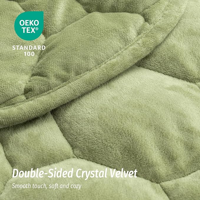 Wemore Weighted Lap Blanket 7lbs for Adults, Small Weighted Blanket for Travel, Calming, Relaxing, Napping and Sleeping, All-Season Weighted Lap Pad, Machine Washable, Green 24x29 inches