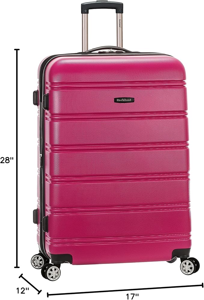 Rockland Melbourne Hardside Expandable Spinner Wheel Luggage, Magenta, Checked Large 28"