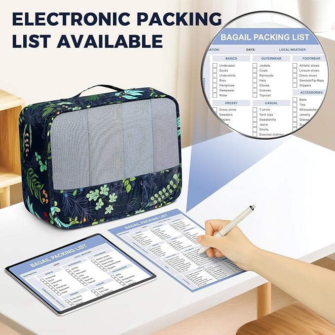 BAGAIL 9 Set Packing Cubes with Packing List Luggage Packing Organizers for Travel Accessories