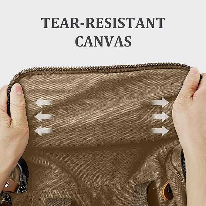 Gonex Canvas Duffle Bag for Travel, 50L Duffel Overnight Weekend Bag(Coffee)