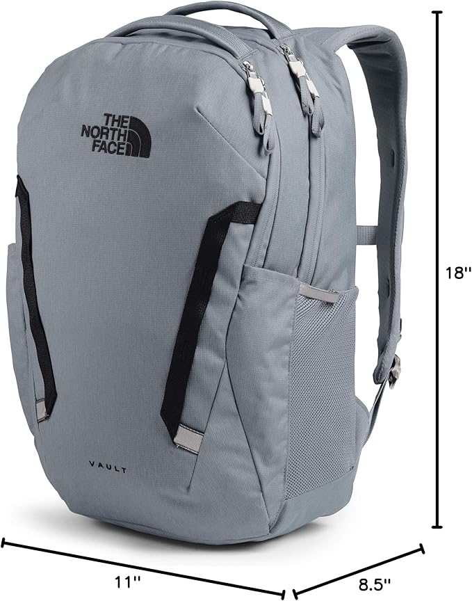 THE NORTH FACE Vault Everyday Laptop Backpack | Commuter Travel Bag with Water-Repellent Finish, Spacious Main Compartment, Mid Grey Dark Heather/TNF Black, OS