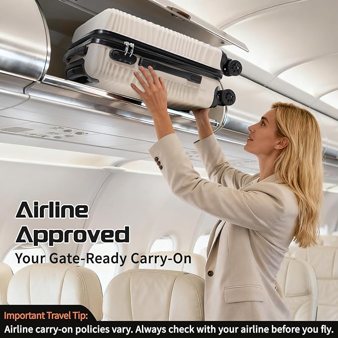 Luggage Sets 3 Piece, ABS Suitcase Set (20/24/28), Hardside luggage with Spinner Wheels, Travel Luggage, 14x8x9 Airline Approved Carry on, Lightweight Luggage with High-Security Lock