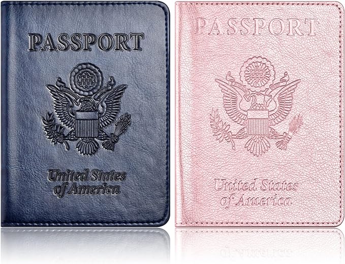 Eoehro Passport Holder for Travel Essentials-2Pack, Passport Wallet Cover Case for Travel Must Haves Accessories,Passport Book Holders for Women and Men