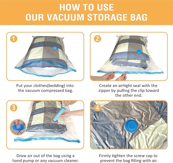 Cozy Essential Vacuum Storage Bags, 80% Compression Vacuum Seal Space Saver Plastic Packaging Bags for Clothes, Blankets, Pillow, Bedding, Comforters, Sealer Clothing Storage,10 Jumbo