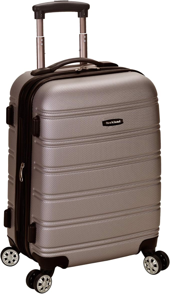 Rockland Melbourne Hardside Expandable Spinner Wheel Luggage, Silver, Carry-On 20-Inch