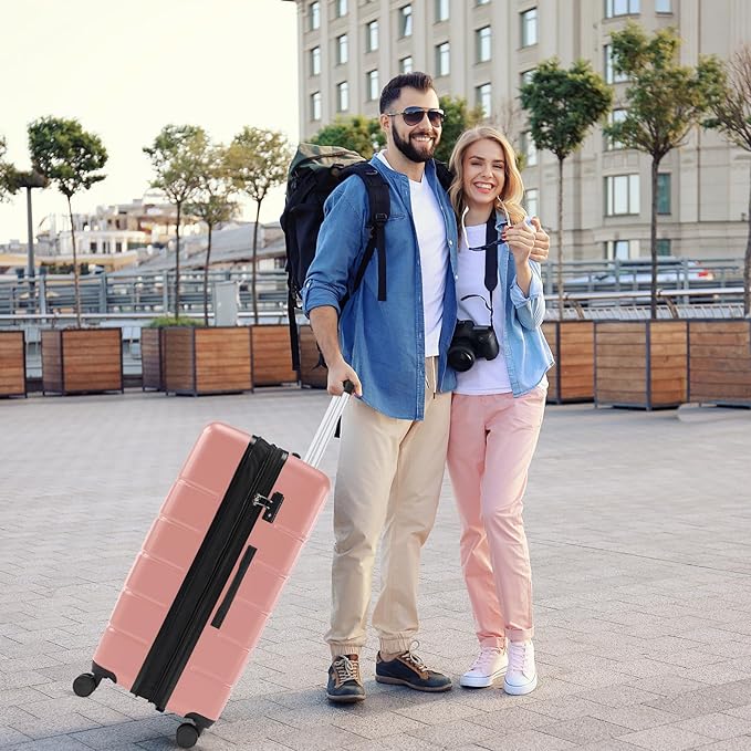 Sweetcrispy Carry on Suitcase, 29IN Luggage with Spinner Wheels, Hard Shell ABS, TSA Lock, Pale Pink