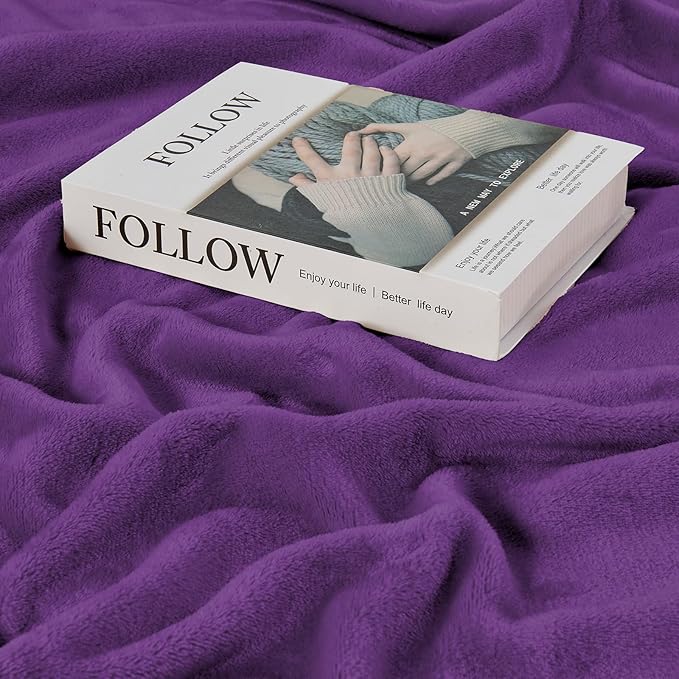 Big Oversized Soft Fleece Blanket, Giant California King Warm Blanket for Whole Family, Bed, Sofa, Couch, Travel and Camping 120x120 Purple