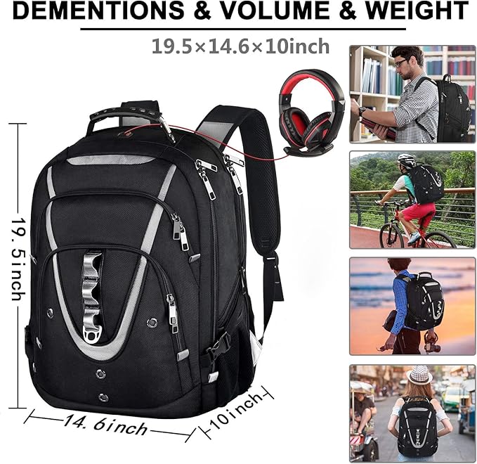 Mogplof 17 inch Laptop Backpack, Large Travel Backpack for Men Airline Approved and TSA Friendly, RFID Anti Theft Water Resistant Bookbag Fit for College High School Students Weekender