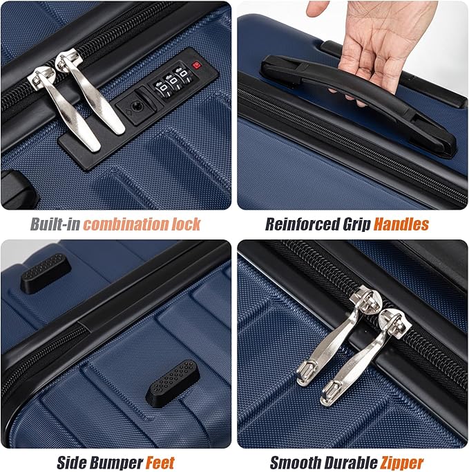 Luggage Sets 5 Piece Suitcases with Wheels, Suitcase Set ABS Hard Case Luggage with Spinner Wheels Durable Travel Luggage