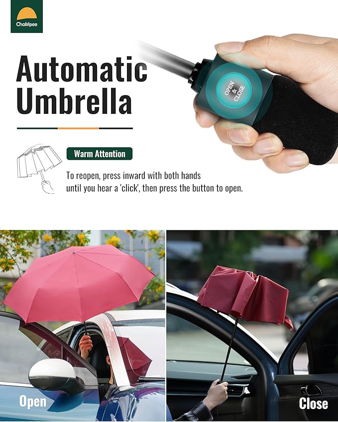 Travel Compact Umbrella Windproof - Portable Automatic for Rain, Folding Umbrella for Men and Women, Portable 210T Fabric