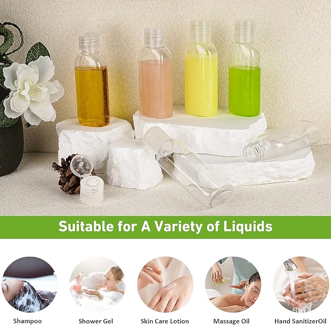 Travel Bottles for Toiletries 6 Pack 3.4oz/100ml TSA Approved Shampoo and Conditioner Bottles Leak-proof Squeezable Travel Size Containers Refillable Empty Plastic Squeeze Bottle (Clear)