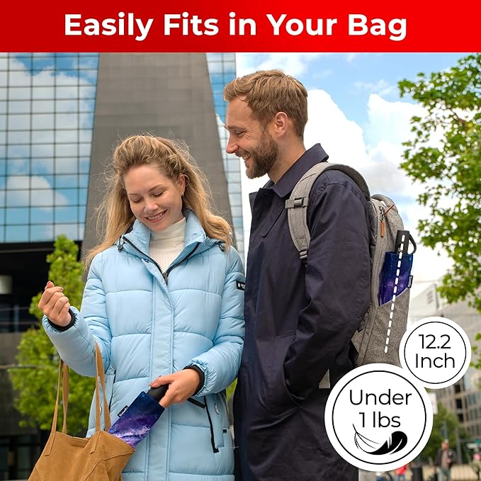 TUMELLA Inverted Windproof Umbrella, Large, Strong, Light, Portable, Automatic Reverse Folding Rain Umbrella, Durable Premium Grip, Fits Car & Backpack